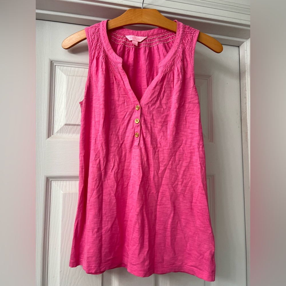 Lilly Pulitzer Pink Ruched Sleeveless Tank Top